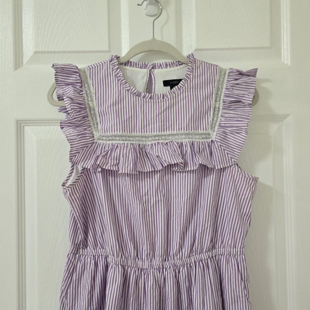 J.Crew Lavender Stripe Ruffle Tiered Midi Dress Size S - Picture 7 of 12
